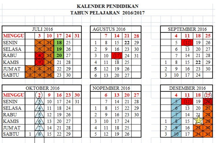 Kalender pendidikan 2016 - 2017 Archives - Nurul Hidayah