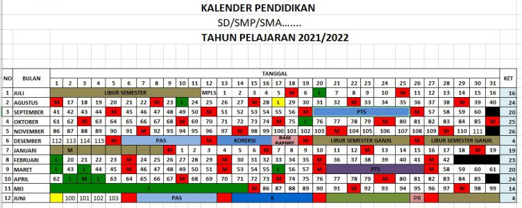 Kalender Pendidikan Tahun 20212022 Sdsmpsma Nurul Hidayah 3990