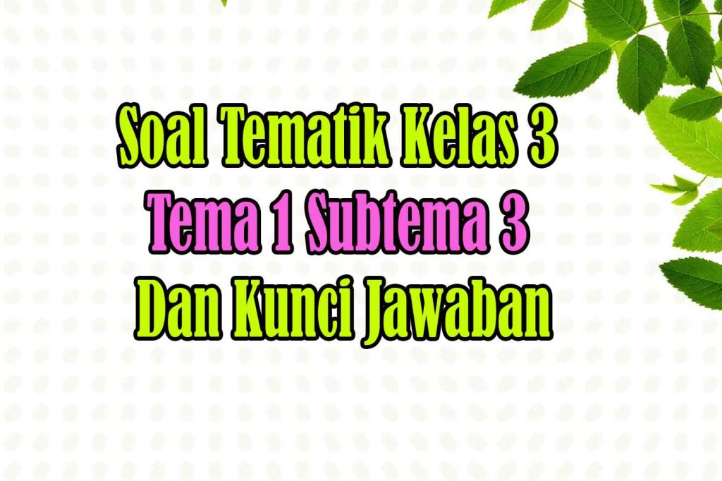 Kumpulan Soal Kelas 3 Tema 1 Subtema 3