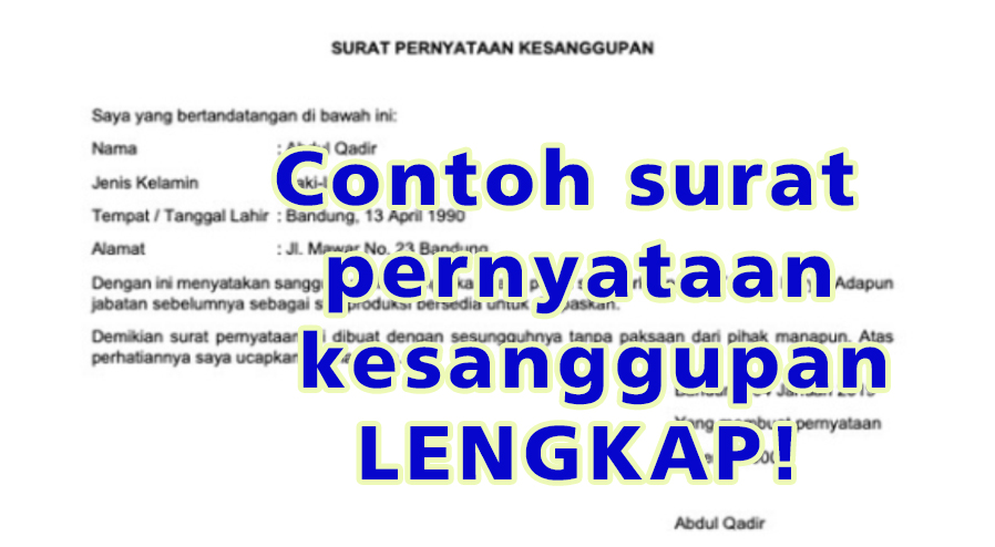 contoh surat pernyataan kesanggupan